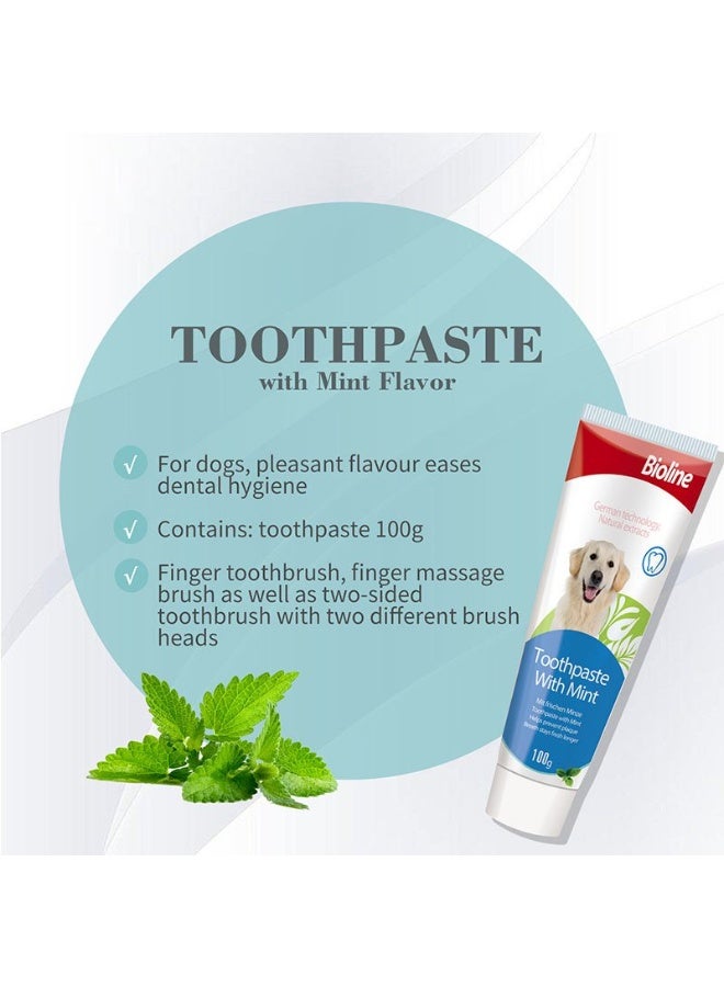 BiolineToothpaste Mint Flavor, Daily Dental Care For Tartar Prevention & Fresh Breath For Dogs, 100g - Image 2